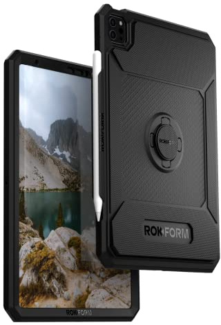 Rokform Robuste iPad-Hülle 10.9-11 Zoll, magnetische Hülle mit RokLock Twist Lock, iPad Air 4 (2020) und iPad Pro 11 Zoll 5./4./3. Generation (2020) 021/2 020/2018),Schwarz