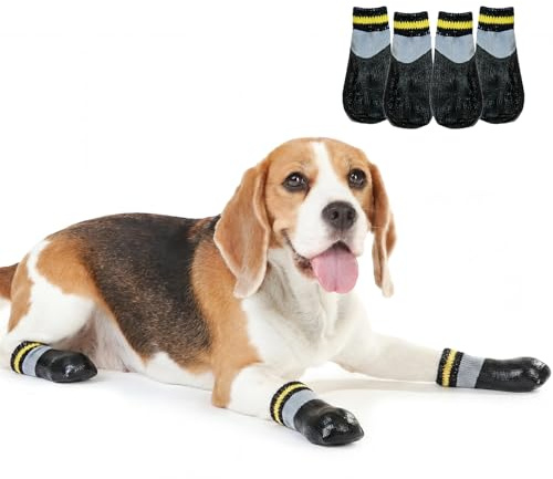 Hjumarayan Anti-Rutsch Hundesocken für Glatte Böden | Pfotenschutz Socken mit Rutschfester Gummisohle | Elastisch & leicht anzuziehen | Ideal für Indoor, Laminat, Fliesen | Zwergdackel, Schwarz (2#)