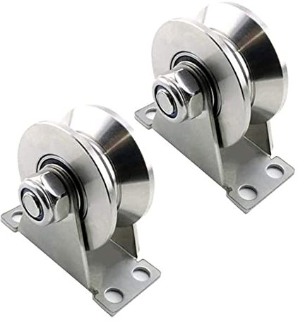 BAtlam Bürorollen mit V-Nut-Schienenrad, 2 Feste Riemenscheiben aus Edelstahl 304 mit Lager, starre Schwerlastrolle, Schiebetürrolle, für Schienenschiebetüren, mechanische Wagen und Mobile Werkbank