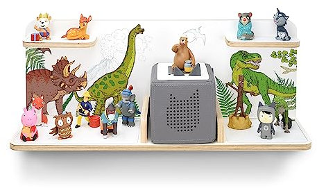 stadtecken Estantería de madera para niños para caja de música, adecuada para la caja de toniebox y aprox. 40 tonos, regalo, juego de audio, juego, coleccionar, colocar o colgar (dinosaurios)