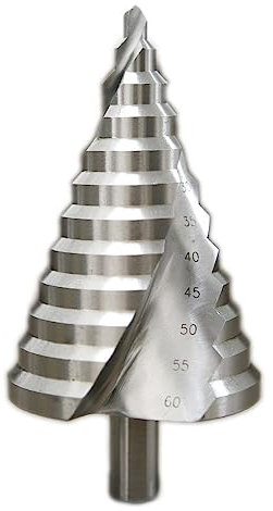 Broca escalonada, Broca cónica escalonada HSS, 1 pieza 6-60 mm 4241 Cortador de agujeros de metal y madera con ranura en espiral Broca cónica escalonada de vástago redondo HSS
