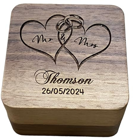 Personalised Wedding Ring Box Holder for 2 Rings With Heart design