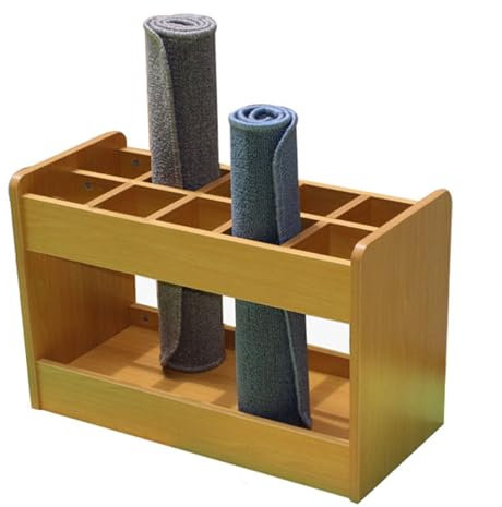 Yogamattenhalter Hauptturnhallen-Yogamatten-Speichergestell, Naturholz-Yogamattenkorb für Schaumstoffrollen, Kettlebells, Yoga-Block, Badmintonschläger, Erleichterte Installation (Color : Oak, Size