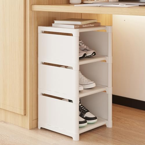 Vllcsla Zapatero Blanco Estrecho 4, Estanterías para Zapatos, 1 Nivel para 1 Par, Organizador de Almacenamiento para Zapatos, para Pasillo, Dormitorio, Entrada Recibidor