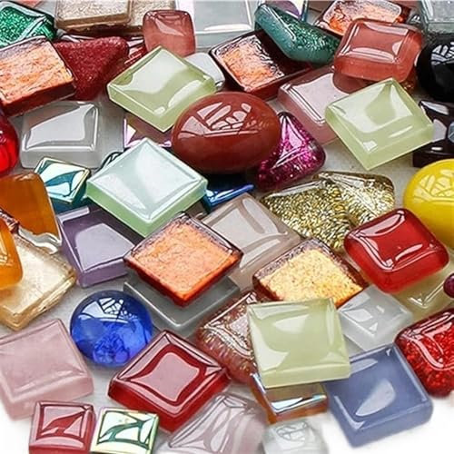 500 g gemischte Farben, unregelmäßige Kristall-Mosaikfliesen, Mischfarben-Serie, Kristall-Bastelarbeiten for Bastelarbeiten, Badezimmer, Küche, Heimdekoration, Heimwerken Mosaik Fliese