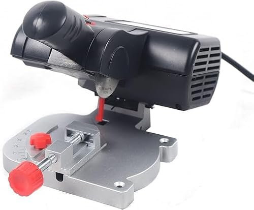 MEHOOSPVN Mini Cut Off Machine, 90W Portable Mitre Saw with 50mm Steel Cutting Blade Adjustable Max 45° Mini Table Saw Chop Saw/Plastic Metal Carbon Arrow Cutter Bench Saw for Cutting Brass Steel DIY