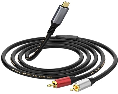 USB C auf RCA Audio Kabel, USB Typ C auf 2RCA Stecker Adapter, RCA auf USB C Audio Stereo Y Splitter Kabel kompatibel mit iPad Pro 2021, Samsung S21 Ultra S20 Note20 Tab S7 (1.5m/59inch)