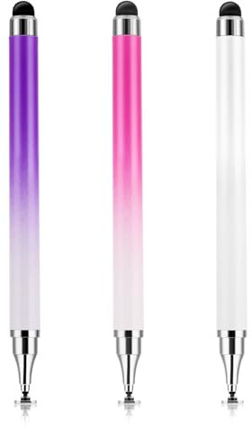 Oruola 3pcs Tablet Stylus,Touchscreen Pen,2-in-1 Stylus Pens for Touch Screens,Touchscreen Pen for Phone Android Tablets,Compatible with All Touchscreens(White Purple Pink)