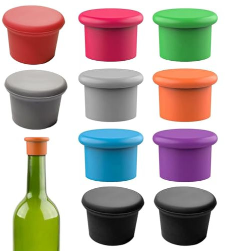 10 PCS Tappi di Silicone per Bottiglie di Vino - Riutilizzabile per Bottiglie di Vetro, Birra e Champagne