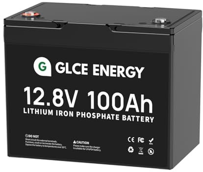 GLCE ENERGY 12 V 100 Ah LiFePO₄-Lithiumbatterie mit integriertem Smart-BMS, 1280 Wh Tiefzyklusbatterie für Wohnmobil, Solaranlage und Off-Grid-Anwendungen u. a.