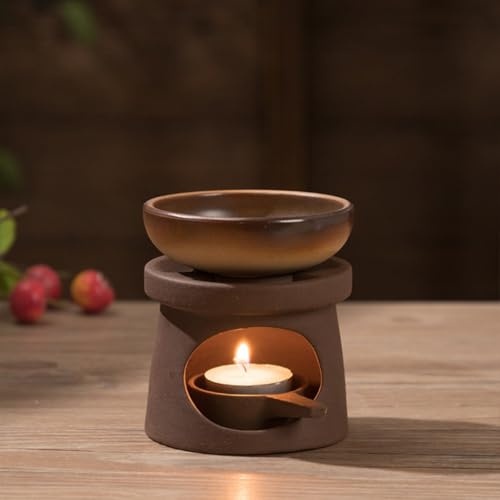 Warmself Aromalampe Teelichthalter aus Keramik Duftlampe aus Keramik Wachsschmelzbrenner Persönlichkeit Braun