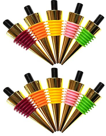 Fangxuee Blank Wine Bottles Stoppers 10 Pieces Colorful Sealing Ring Metal Bottles Stopper with Threaded Post Reusable Gold