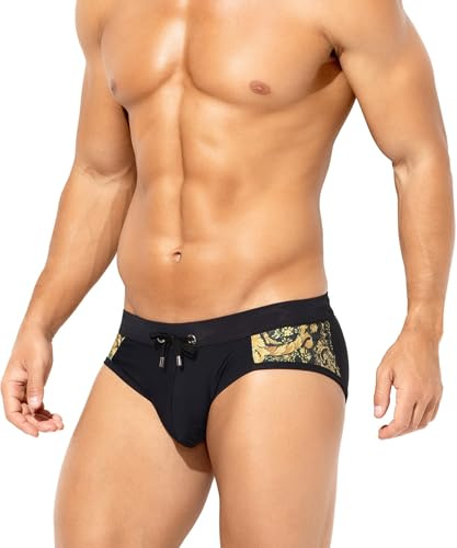 Casey Kevin Badeslip Herren Mit Tunnelzug Low Rise Bikinihose Sommer Patchwork Männer Schwimmen Slip Badehose Herren Schnelltrocknend