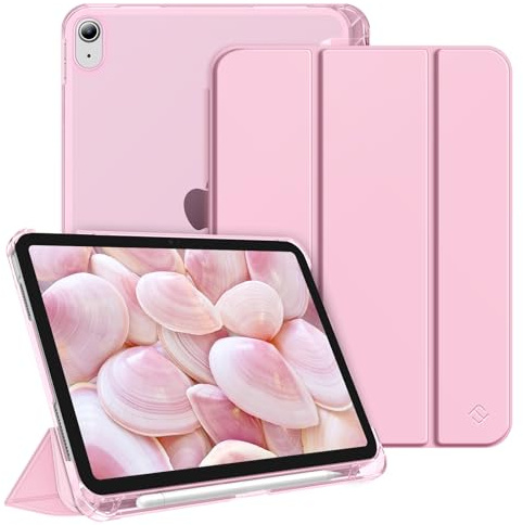 FINTIE Fodral för iPad (A16) 11th Generation 11 2025, iPad 10th Generation 10,9 2022 – [pennförvaring] genomskinligt frostat hårt skal, tunt lätt fodral, sakurarosa