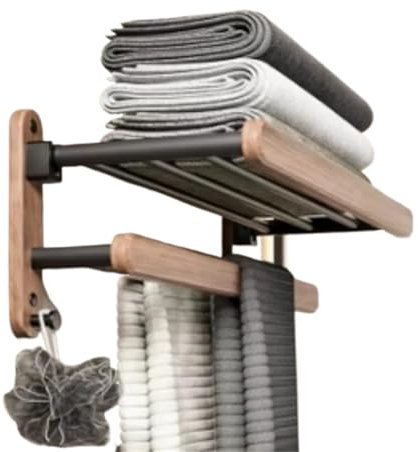 UBOHUZ Handtuchhalter Holz-Handtuchregale for Badezimmer, Handtuchhalter, perforiert, for Aufhängen an der Wand, for Toilette, Waschraum, Badezimmer, Handtuchregale, zur Wandmontage Für Bad