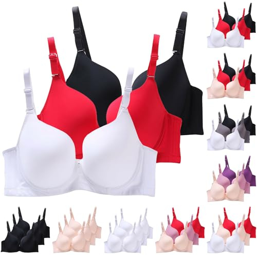 XCXC 3er Pack Damen BHS mit Bügel Frauen Spitzen-BH Leicht Perfekte Passform Klassische Anti-Sagging BH Set mit Verstellbaren Trägern für Alltag und Freizeit