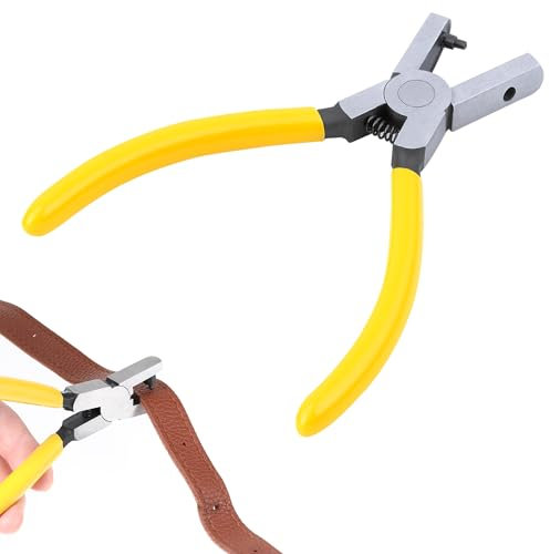 1PCS 2mm Professional Small Hole Punch Pliers, Universal Leather Puncher for Belts, Watch Bands, Dog Collars, Shoes, Jewelry, Eyelet, Sheet Metal, DIY Home or Craft Projects (Yellow)