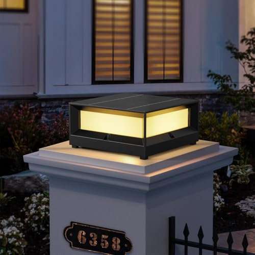 HMAKGG Farola Solar Exterior, LED Luz Solar Exterior Jardin con Control Remoto, 5400mAh & 3 Colores, 800LM, IP65 Poste Luces Jardin Sobremuro de Aluminio para Patio Caminos, Negro