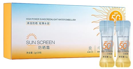 30 unidades portátil Sunscreen SPF50+ Mini Travel Size Bloqueo Aislamiento Sunscreen Loción | Impermeable y a prueba de sudor (30)