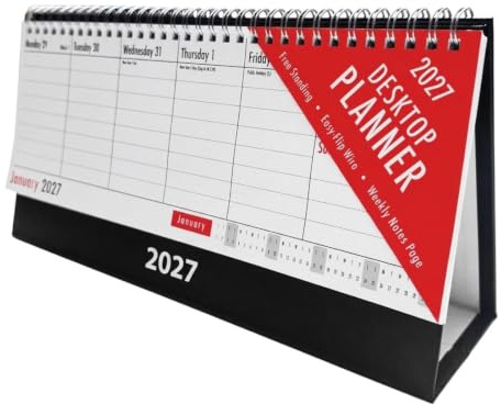 2027 Desktop Calendar Planner – Week-to-View Standing Desk Calendar for Home Office, Weekly Flip Calendar, Academic & Office Tent Planner, Jan 2027 - Dec 2027 (2027)
