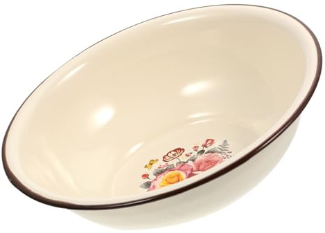 VICASKY Vintage Emaille Schüssel Groß, Verstärkt, für Küche und Servieren | Glatte Kanten, Vielseitig Nutzbar, Emailliert, Handwaschschüssel Emaille