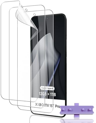 Euukzzea Film de Protection d'écran pour Xiaomi 17T Pro/ 15T/ 15T Pro, 3 Pièces Hydrogel Transparent HD Souple en TPU Films, Anti-Rayures,Anti-Huil, Film de protection écran pour Xiaomi 15T Pro