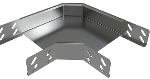 Alupedia Kabelrinne 90° Winkel aus verzinktem Stahl – 100x60 mm Kabelkanal mit Seiten- und Bodenlochung – Langlebig, Rostschutz, Einfache Montage (100 mm Breite)
