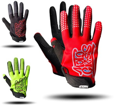 COR Gants Moto Cross, Enduro et BMX pour Enfants. Protection, Confort et Style pour Les Jeunes Pilotes (Rouge, X-Small)
