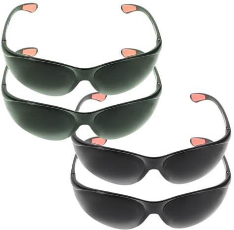 FIXOSHEE Lot de 4 Lunettes de Soudage Noir et Vert Foncé Protection UV et Ir Anti-Projections et Impacts Lunettes de Sécurité Confortables pour Travaux de Soudage Professionnels
