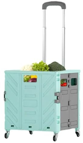 SXYKXYDL Carrello Pieghevole per impieghi gravosi - Carrello Pieghevole con Ruote e Carrello della Spesa per Uso Esterno - Contenitore Portatile con timone (4 Ruote)