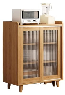 Aufbewahrungsschrank, grifflose Schiebetür zur Platzersparnis, geräumiger MDF-Vorratsschrank, geeignet for Cafés und Wohnzimmer.(Color2)