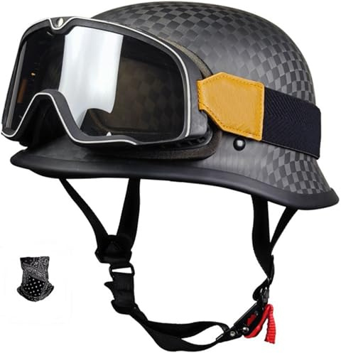 Rétro Casque À Face Ouverte Demi-Jet Casque Scooter avec Visière Open Face Classic Casque Moto Jet Vintage Dot/ECE Homologué Casque Bol Moto Bols pour Homme Et Femme 2,XL(61-62CM)