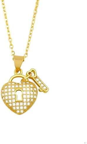 Ciondolo con chiave a forma di cuore in argento sterling 925 per ragazza, lucchetto per donna, collana con lucchetto a catena da uomo