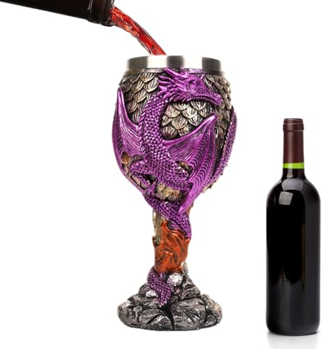Genérico Cáliz de dragón, copa medieval | Cáliz de vino de dragones medievales de acero inoxidable | Copa de cáliz medieval segura, multiusos y creativa para beber y reunirse a diario