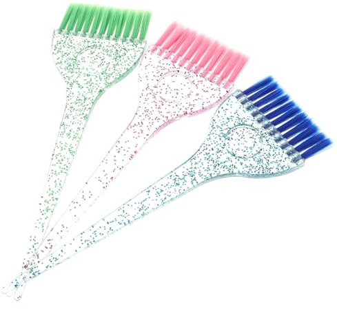 IMIKEYA 3 Pinceles para Teñir el Cabello Mango Acrílico, Cerdas Suaves y Colores Rojo, Azul y Verde, Herramienta Profesional para Peluquería y Aplicación de Tinte en Casa