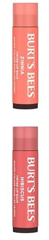 Burt's Bees Bundle, 100% Natural Moisturising Tinted Lip Balms Zinnia + Hibiscus with Shea Butter and Botanical Waxes, 2 x 4.25g