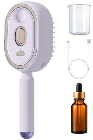 Spazzola per capelli elettrica 3 in 1 con funzione spray, olio e bicchiere dosatore e pettine a vapore, piastra per capelli ricaricabile per capelli ricci, spessi, lisci e ondulati