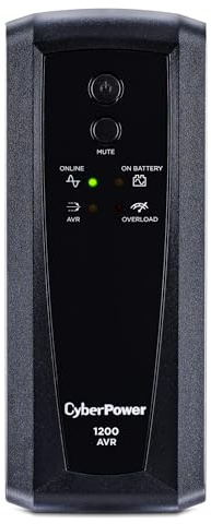 CyberPower CP1200AVR AVR UPS Battery Backup and Surge Protector, 1200VA/720W, 10 Outlets, Mini-Tower, UL Certified