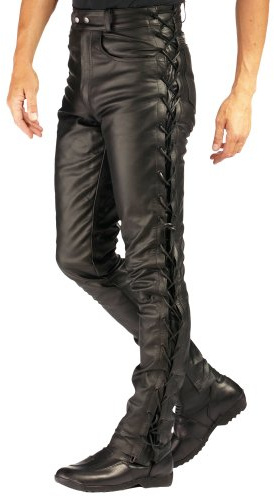 Roleff Racewear Lederhose mit seitlicher Schnürung, Schwarz, 46D