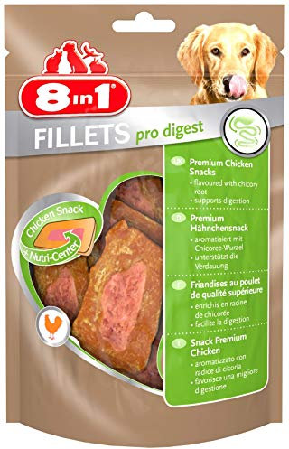8in1 Fillets Pro Digest Hunde-Snack mit Hähnchen, funktionale Leckerlis für Hunde, unterstützt die Verdauung, 80 g Beutel
