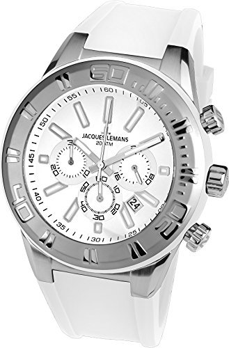 Jacques Lemans Herren Armbanduhr Chronograph Quarz Silikon 1-1820C