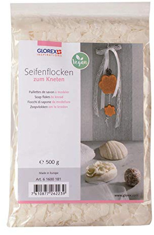 Glorex 6 1600 181 – SoapFix tvålflingor för knådning, vit, 500 g påse, finskuren tvålströssel för tillverkning av egna tvålar, 100% vegansk