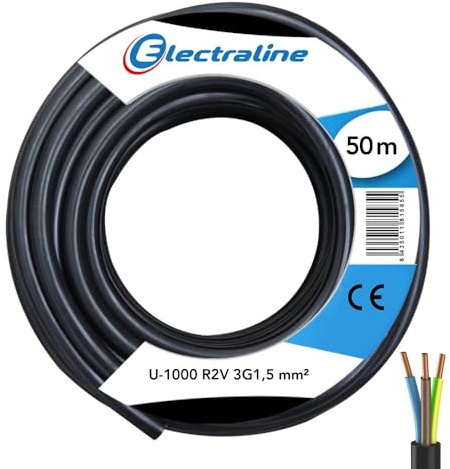 Câble U-1000 R2V noir 1,5 mm² - Couronne 50 m - 3G 1,5 mm²