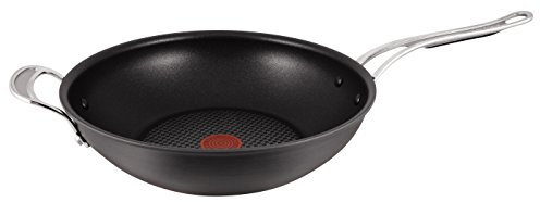 Tefal E21188 Jamie Oliver Premium Aluguss Induction Wave Wokpfanne mit Gegengriff Durchmesser 30 cm Aluguss Wokpfanne, Aluguss, Schwarz, 60.6 x 35.1 x 16.2 cm