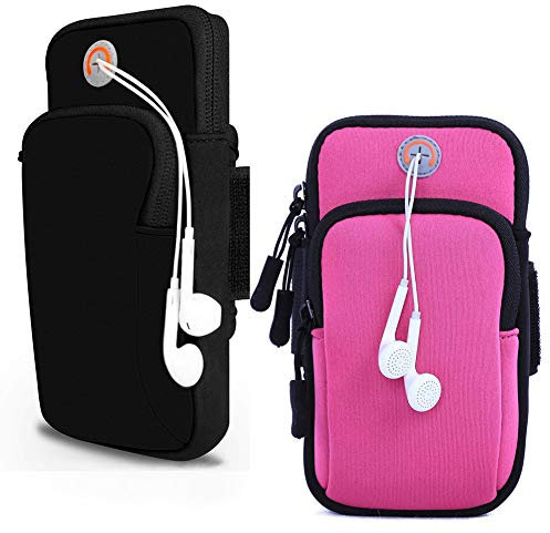 2PCS Brazalete Deportivo,Impermeable Teléfono Móvil Brazo Bolsa de Viaje Cartera Bolsa,para Deportes al Aire Libre/Correr/Fitness,para i Phone/Samsung/Moto/Huawei/Xiaomi/etc y hasta 6 Pulgadas