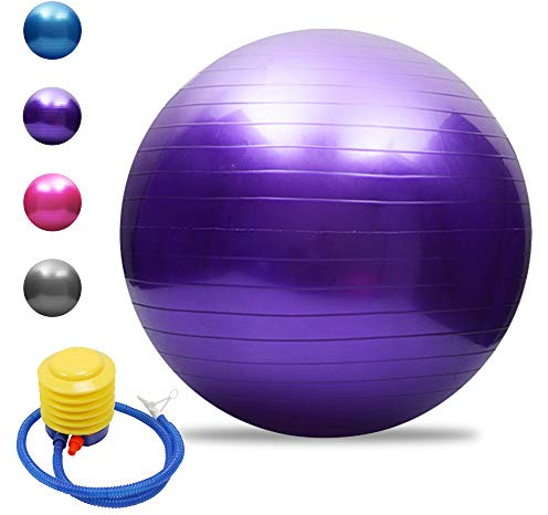Tomshoo Anti-Burst Yoga Ball, Thickened Stability, Balance Ball, Pilates, Gymnastics Ball, 45/55/65/75cm, Free Air Pump