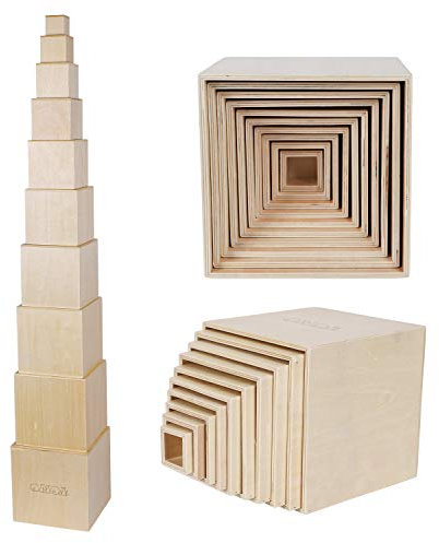 Toys of Wood Oxford Stapelturm Holz -Einfache hölzerne Farbnist- und Sortierbecherblöcke für Kleinkinder-Stapelwürfel Lernspielzeug für 2 Jahre alte Montessori-Materialien