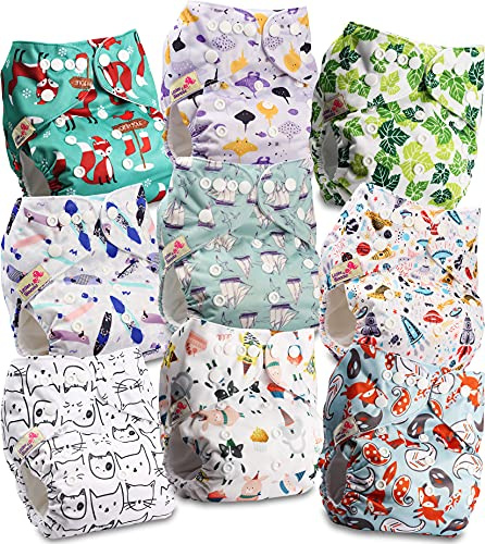 Littles & Bloomz Pocket Stoffwindeln, Druckknöpfe, 9er FLP2-0907 | 9 Pocket Stoffwindeln mit verstellbaren Druckknöpfen. Einlagen separat erhältlich, verschiedene Optionen verfügbar.