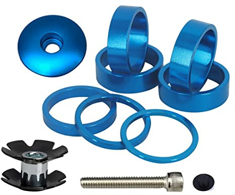 PLATTBK Spaziatori Serie Sterzo MTB+Tappo Sterzo Bici 1 1/8 10 PCS Set distanziali Bicicletta Forcella Rondelle Bici Alluminio 2mm / 3mm / 5mm / 10mm