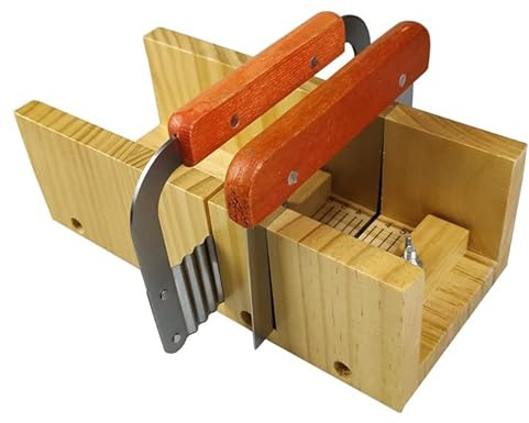 Seifenformen Set, Verstellbar Bambus Seifenschneider, DIY Verstellbar Seifen Gießformen Set Mit Stück Seife + Wellenmesser + flaches Messer